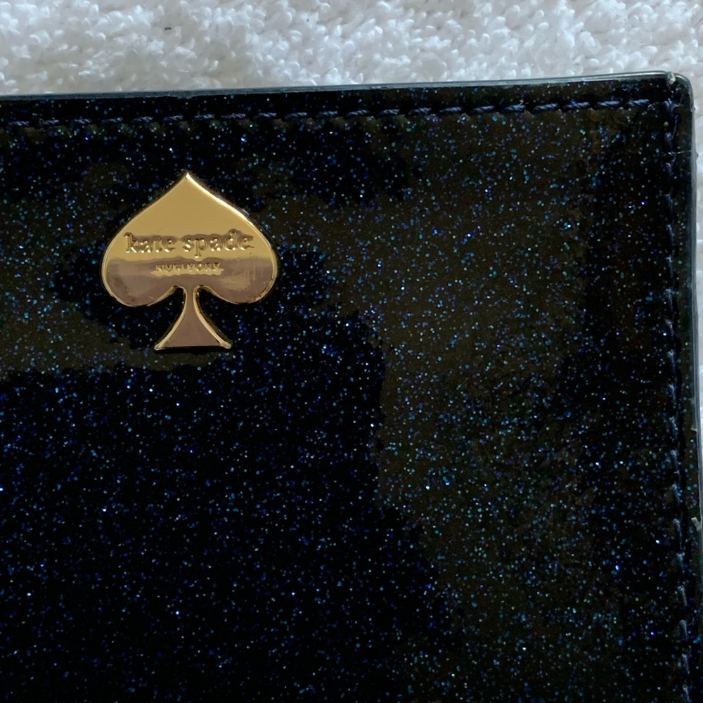 Kate Spade 2 tone metallic glitter  blue card holder - Picture 14 of 15